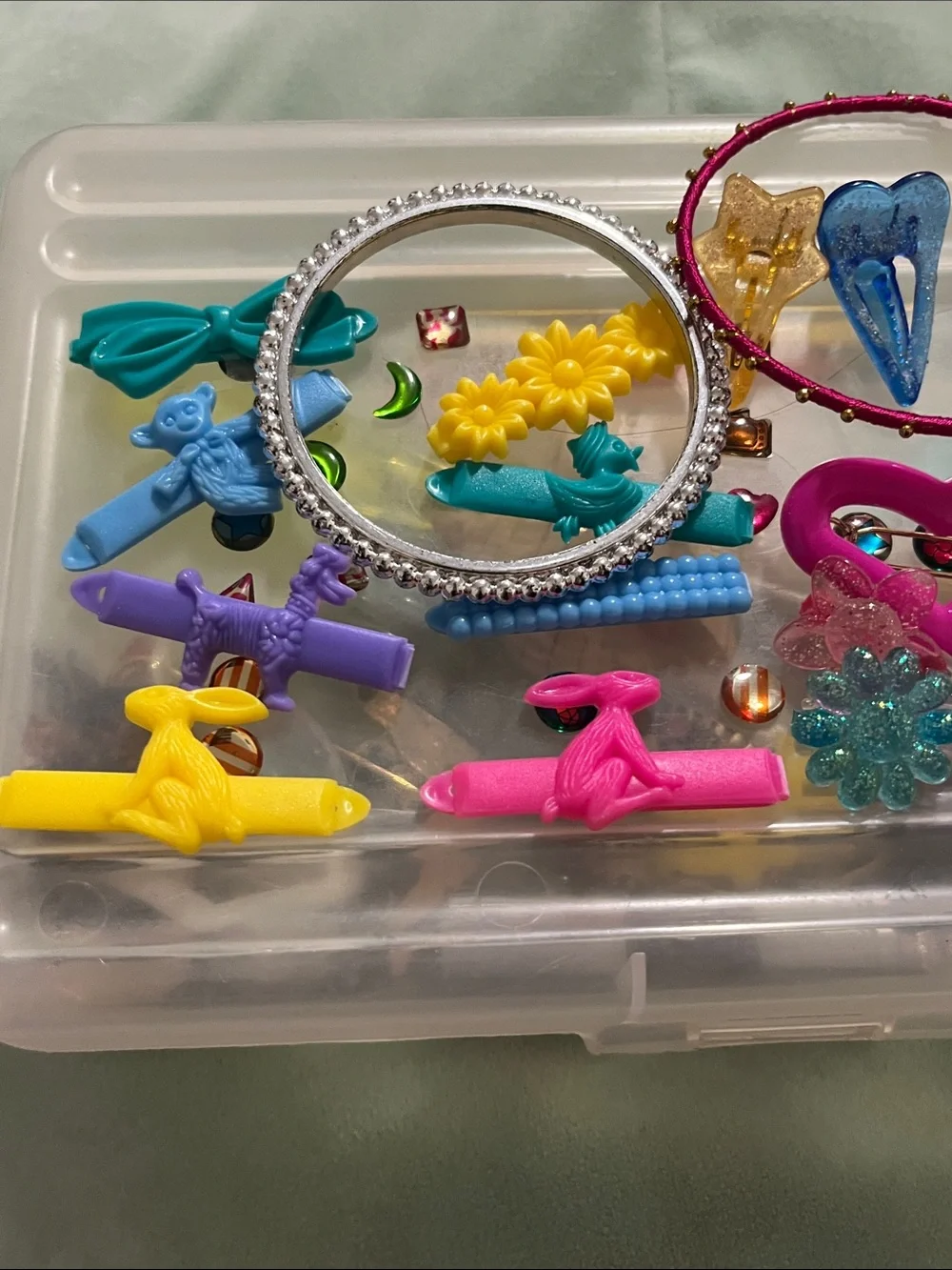 Vintage Kids Hair Accessories Set - Pink, Yellow, Blue, Purple, Teal